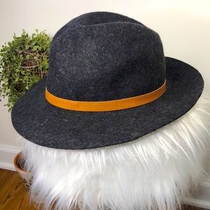 Stylish Gray Fedora with Orange Band